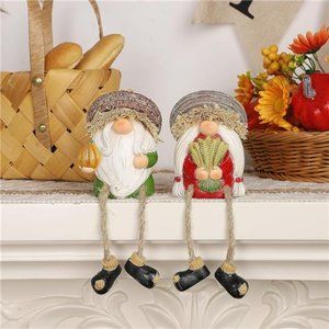 Thanksgiving Figurines, 2 Pack Resin Gnome Scarecrow  2.9 x 1.9 x 6.9 inches